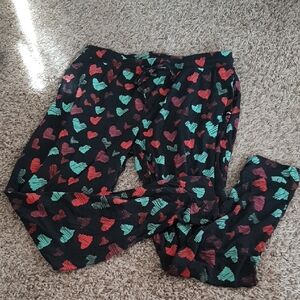 MeUndies Women's Pajama Bottoms - Black with Red and Green Hearts